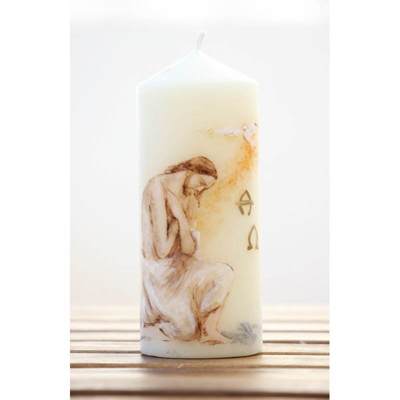 Velón Pascua Bautismo de Jesús. PINTADO A MANO· CiP007bau · ARTE6102