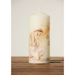 Velón Pascua Bautismo de Jesús. PINTADO A MANO· CiP007bau · ARTE6102