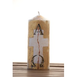 Velón Pascua Cruz dorado. PINTADO A MANO· CiP007do · ARTE6103