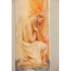 Cirio Bautismo de Jesús 8*80. PINTADO A MANO. CiP009-8