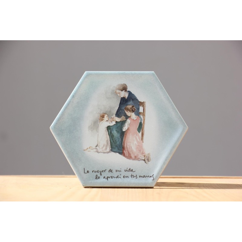 Azulejo Lo mejor de mi vida lo aprendí en tus manos · AZU3206 · ARTE3206