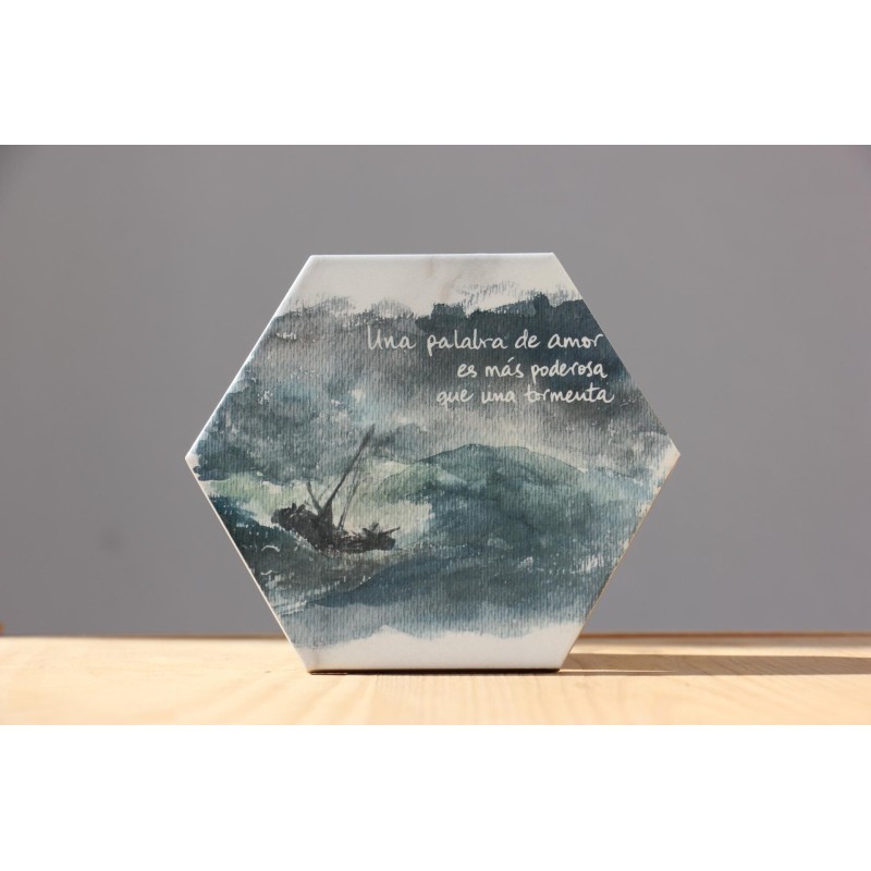 Azulejo Una palabra de amor es más poderosa que una tormenta · AZU3207 · ARTE3207