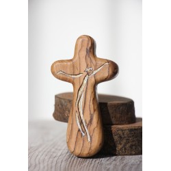 Cruz de mano de olivo PINTADA grande · crucifijo16 · ARTE5037