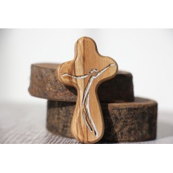 Cruz de mano de olivo PINTADA pequeña · crucifijo17 · ARTE5038