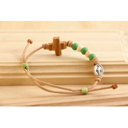 Pulsera verde de piedra y olivo 1204