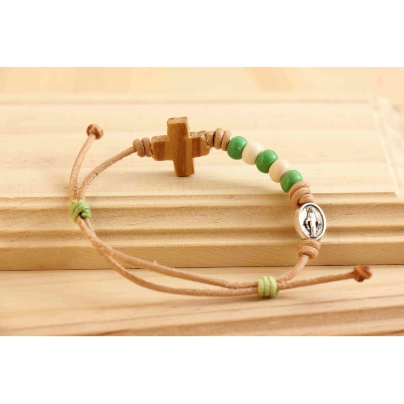 Pulsera verde de piedra y olivo 1204