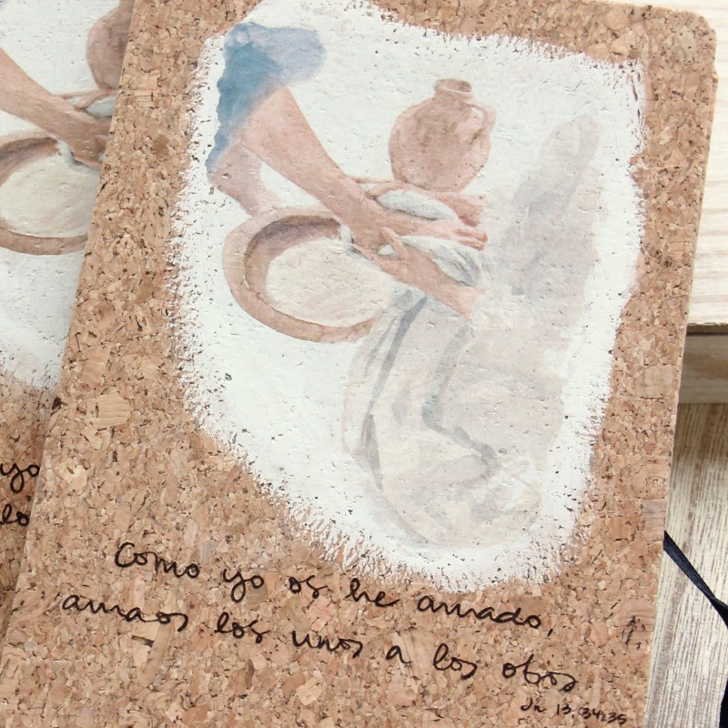 110-LAVATORIO DE LOS PIES. A5 corcho con transfer. LAV-207 · PAP110