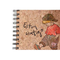 28-ESTOY CONTIGO niño. A5 corcho espiral. PINTADO A MANO. CON-o-223-pin · PAP28