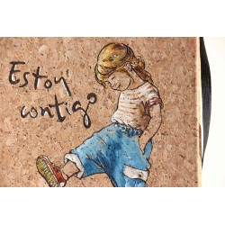 28-ESTOY CONTIGO niña. A5 corcho espiral. PINTADO A MANO. CON-a-223-pin · PAP28