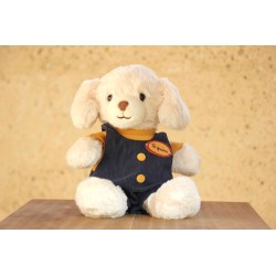 Perro blanco con peto azul Pel19