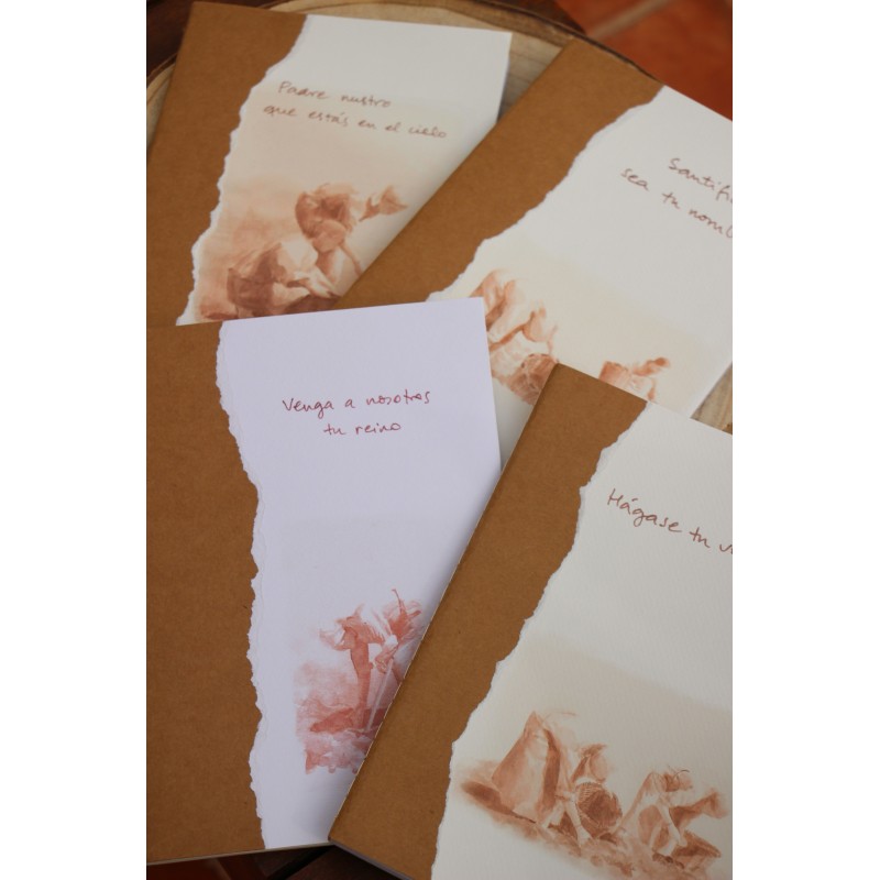 405-PADRE NUESTRO. Hágase tu voluntad en la tierra como en el cielo. ACUARELA A5 kraft cosido. PAD-4