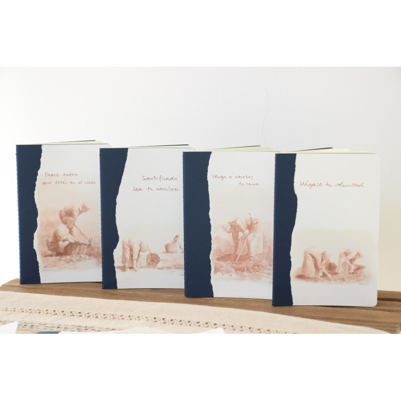 405-PADRE NUESTRO. Padre nuestro q estás en el cielo. ACUARELA A5 kraft finito con marcapáginas. PAD