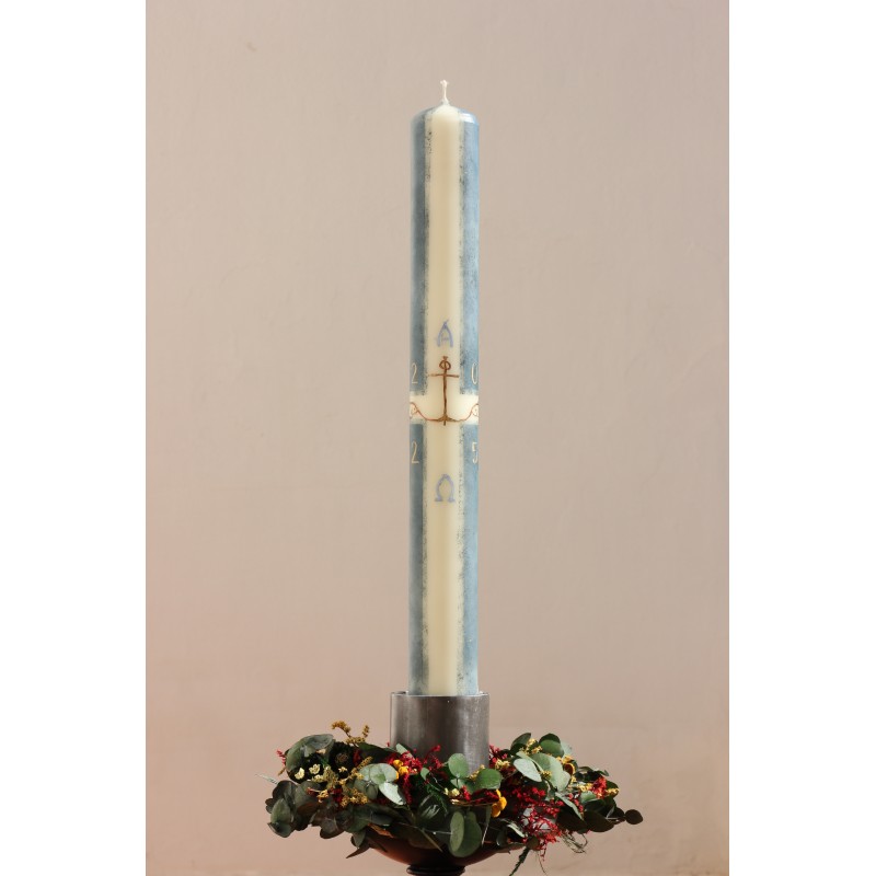 Cirio Ancla 9*90. PINTADO A MANO. CiP001-9