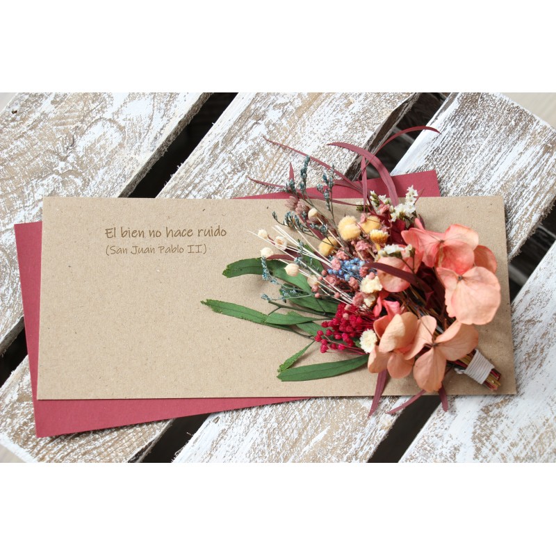 TARJETA FLOR El bien no hace ruido (San Juan Pablo II). QTj023 · FLOR3003