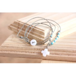 Colgante cáñamo verde y piedra 1307