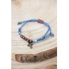 Pulsera cruz de hilo azul 42