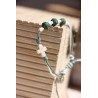 Pulsera cruz, verde y blanca 1131
