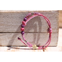 Pulsera cruz, rosa-morado 1132