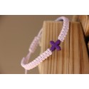 Pulsera de macramé cruz de piedra lila