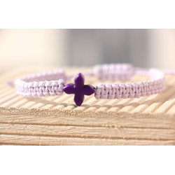 Pulsera macrame cruz de piedra lila Mod1528