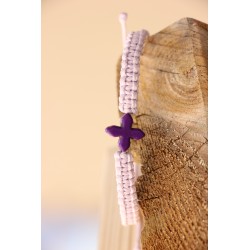 Pulsera macrame cruz de piedra lila Mod1528