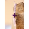 Pulsera macrame cruz de piedra lila Mod1528