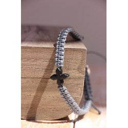 Pulsera macrame cruz de piedra gris Mod1530
