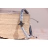 Pulsera macrame cruz de piedra gris Mod1530