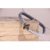 Pulsera macrame cruz de piedra gris Mod1530