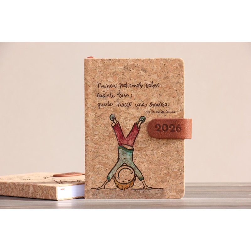 18-NUNCA PODREMOS SABER CUANTO BIEN... PINTADO A MANO. Agenda 2026-A5. Corcho. SON-834-pin · PAP7502
