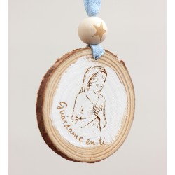 Medallón de la Virgen para cuna Lazo azul simple. Guárdame en ti. BEP-lazoAz3 · NENU102