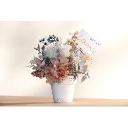 Macetita blanca 'Gracias' (pintada a mano) · FL163 · FLOR16