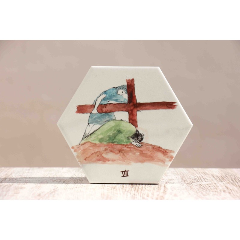 Azulejo: Via crucis VII estación. VIA-7azu · ARTE7001