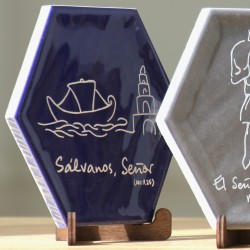 Azulejo: Catacumbas Barca (azul brillante). Sálvanos, Señor. AZU3002 · ARTE3002