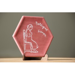 Azulejo: Bella Pastora entera (Burdeos brillante). Protégenos siempre. AZU3101 · ARTE3101